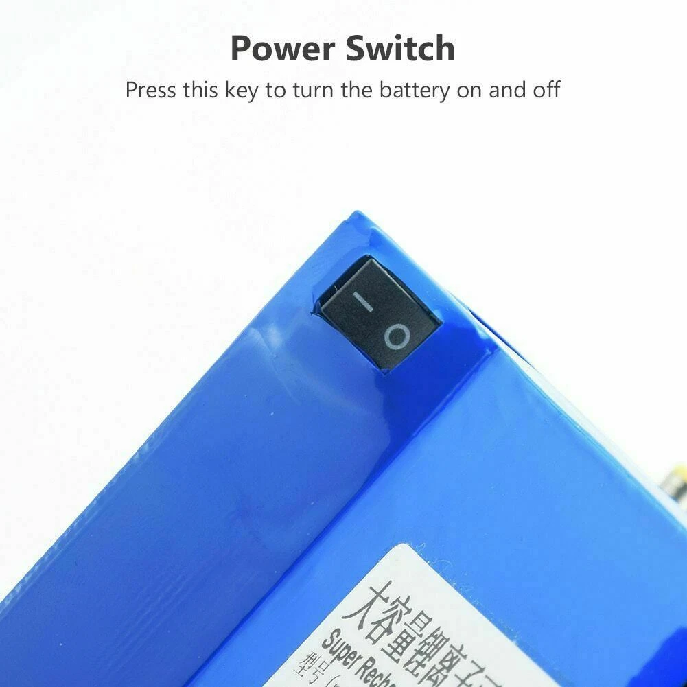 12V DC Rechargeable Lithium-ion Battery Portable Battery Pack w/ Charger Switch