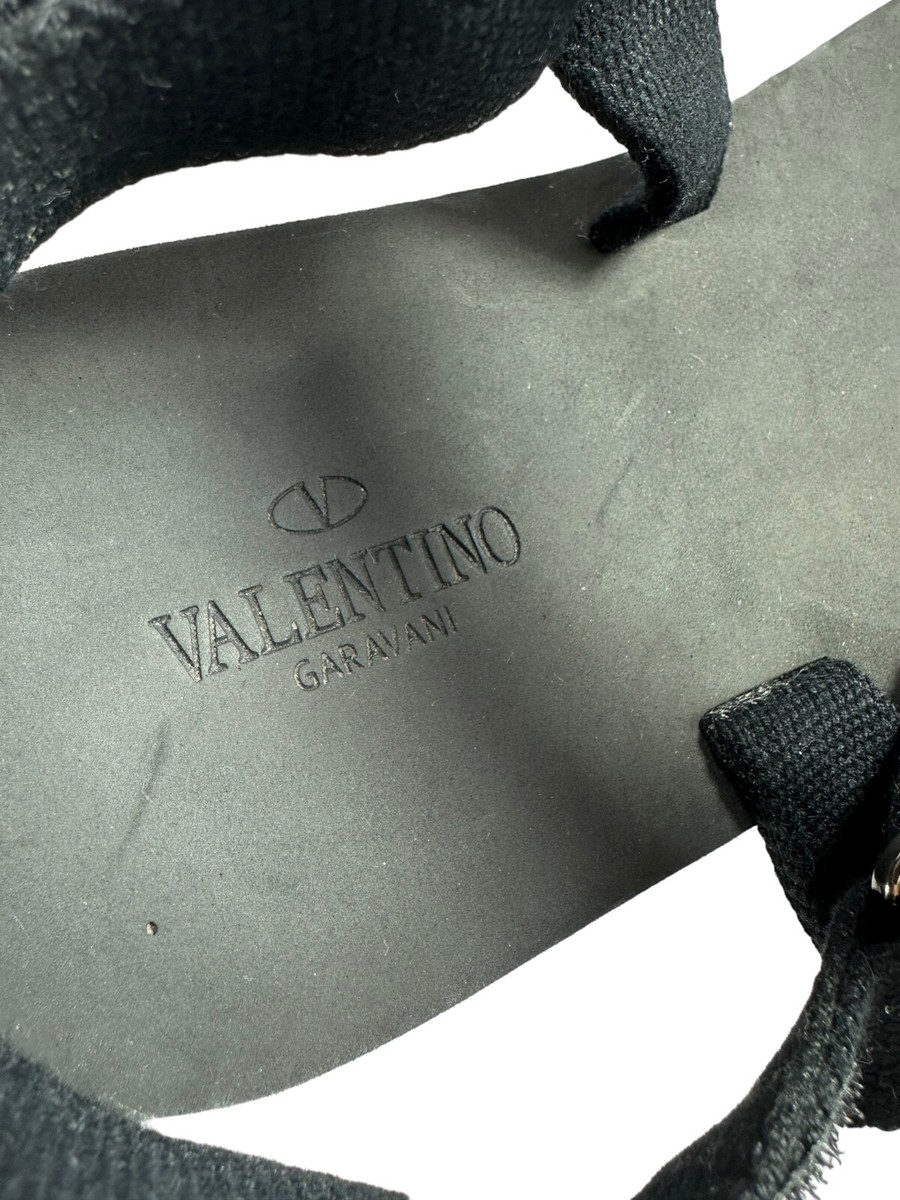 Men genuine VALENTINO black canvas Rockstud strappy sandals 41 8 Valentino Black Canvas Rockstud Strappy Sandals Size 43  main image 4