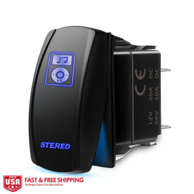 12V 5 PIN Laser Toggle Rocker Switch Stereo Button Blue Light for Car Truck UTVs