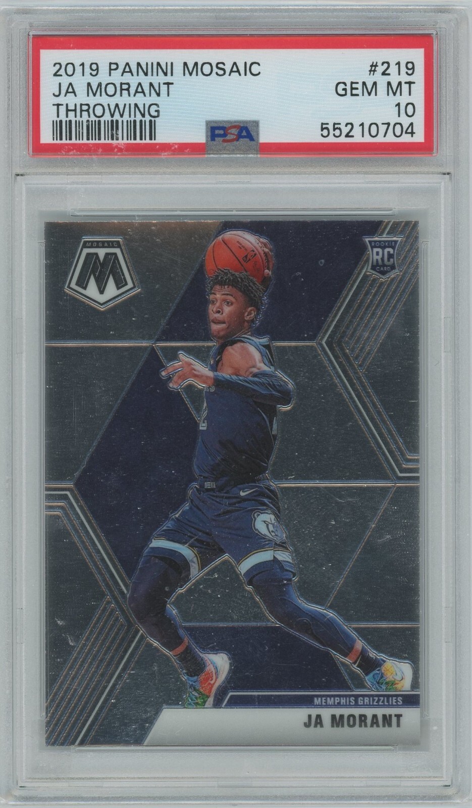 2019 PANINI MOSAIC VARIATION THROWING #219 JA MORANT ROOKIE PSA 10