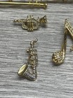 Brooches pins Lot Trombone Saxophone Trumpet Musical Notes Rhinestones vintage — photo 3