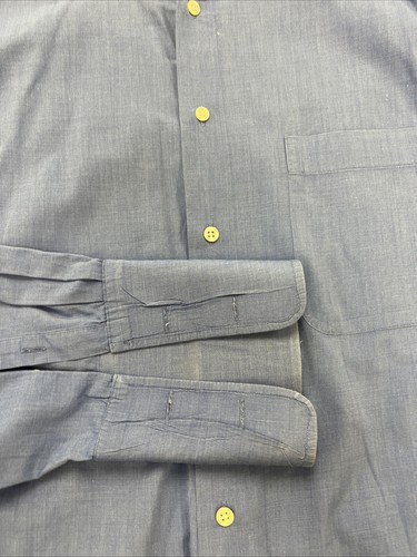Giorgio Armani Men's Blue Solid Cotton Dress Shirt 17 34/35 $158 - Picture 7 of 11