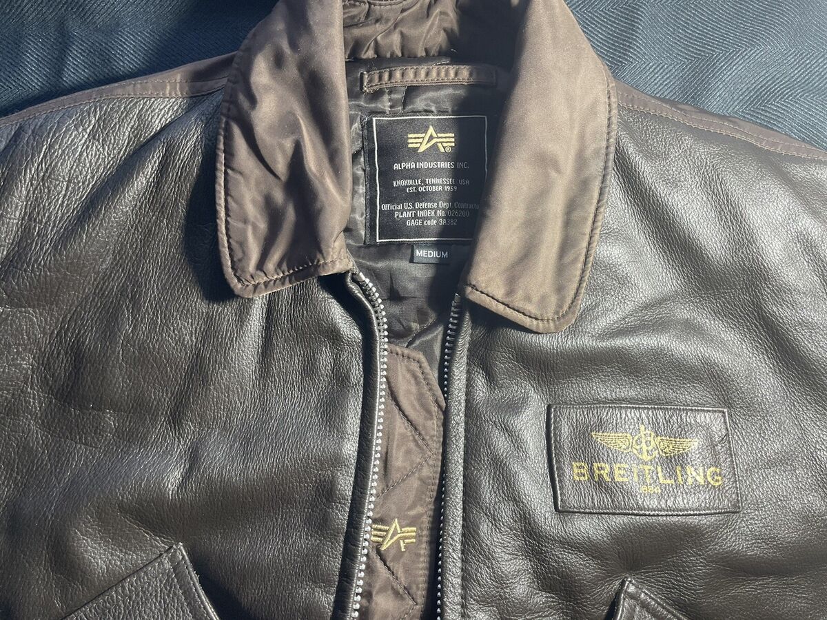 Breitling Alpha Industries Leather Bomber Jacket M | eBay Breitling Alpha Industries Leather Bomber Jacket M | eBay