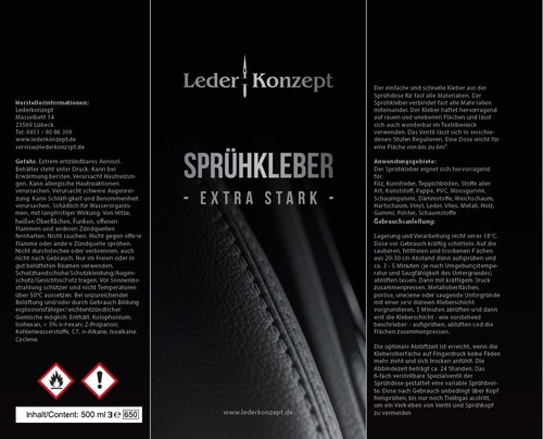 3 x 500ml Sprühkleber Industriekleber extra Stark für Polster Auto Alleskleber - Bild 2 von 2