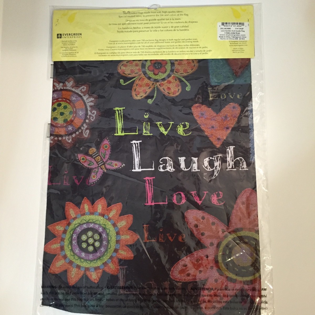 Bandiera Da Giardino 12x18 LIVE LOVE LAUGH GARDEN, Tessuto Poliestere, SouthBeach - Foto 4