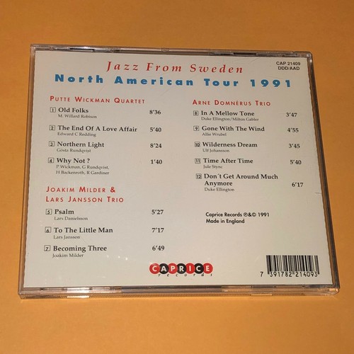 Jazz From Sweden North American Tour 1991 Caprice CD Putte Wickman Joakim Milder - Picture 4 of 5
