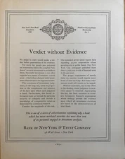 1934 Bank Of New York Trust Company Print Ad, Wall Street New York Memorabilia