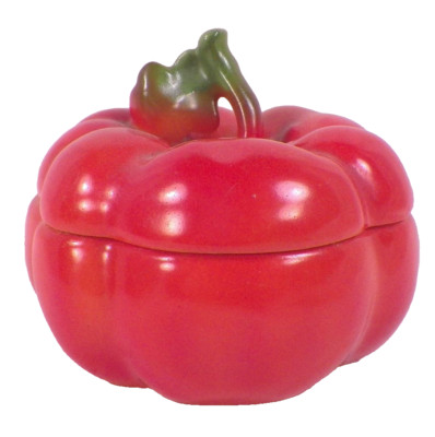 Royal Bayreuth Tomato Trinket Box Porcelain Orange Green Small Antique