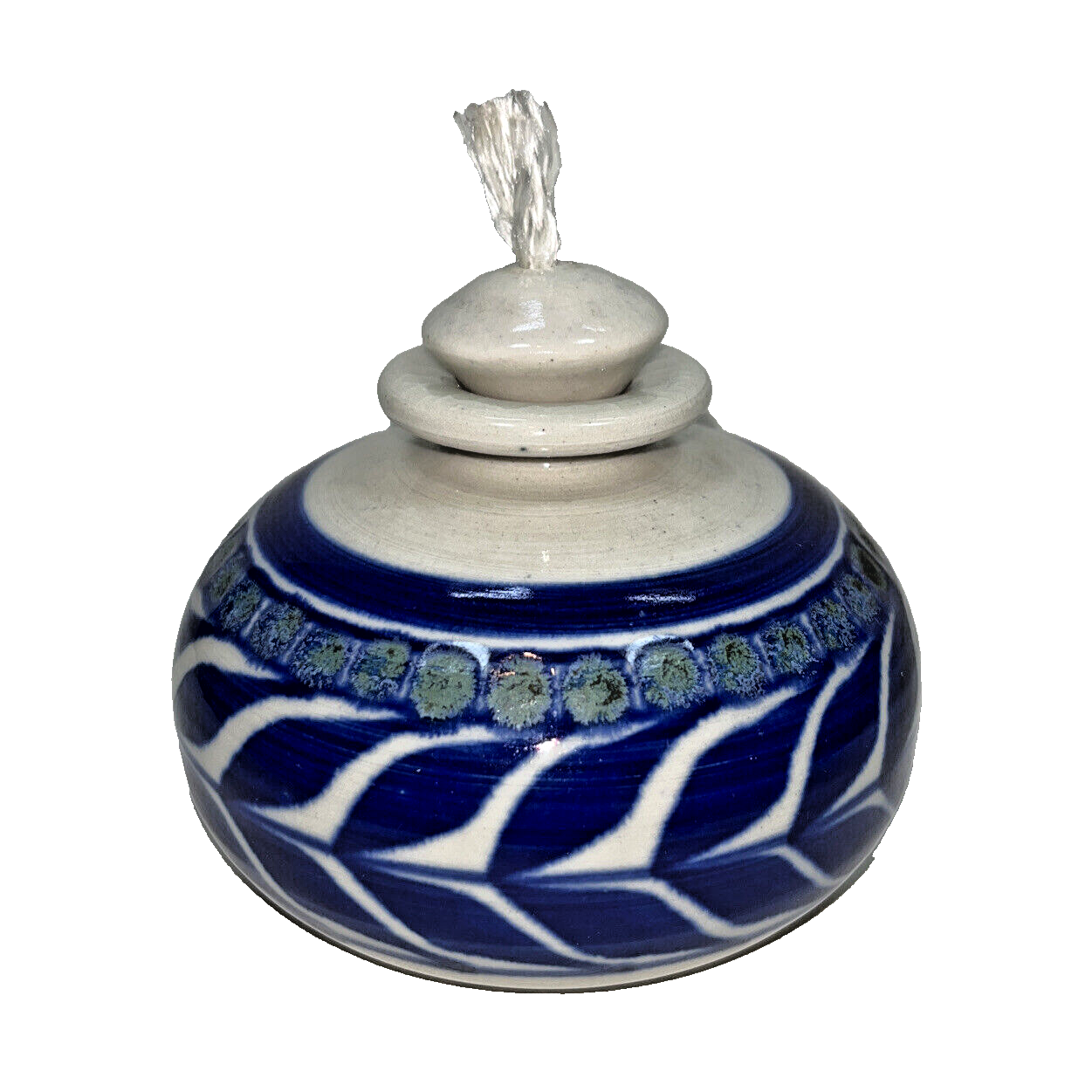 Hand Thrown Pottery Glazed Ceramic Oil Lamp Artist Signed 3.25” eBay