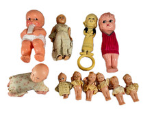 Vintage Grouping of 11 Celluloid Dolls - Kewpie, Rattle, Dion, Dolls Irwin
