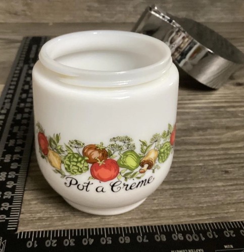 Vintage Pot a Creme Milk Glass Jug Gemco USA 70s Creamer Spice Of Life Veggies - Picture 21 of 21