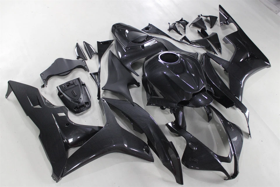 Kit de carenado ABS pintado de fibra de carbono negro carrocería para Honda CBR600RR 2007-2008 Foto 3 de 4
