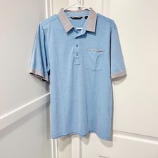Travis Mathew Shirt Mens Large Blue Short Sleeve Golf Polo Pocket Pima Cotton