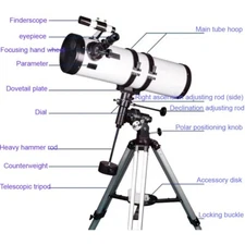 6 inch 150 mm 750 Reflector Newtonian astronomical telescope EQ3 US