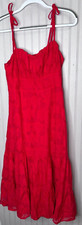 Lulus Women DRESS L  Vibrant Red Layered Lined Straps Tiered Designer Lined NEW