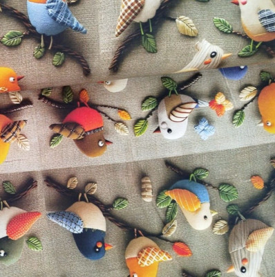 Stoff Meterware Baumwollstoff Patchwork 50 cm Vogel Frühling Blumen