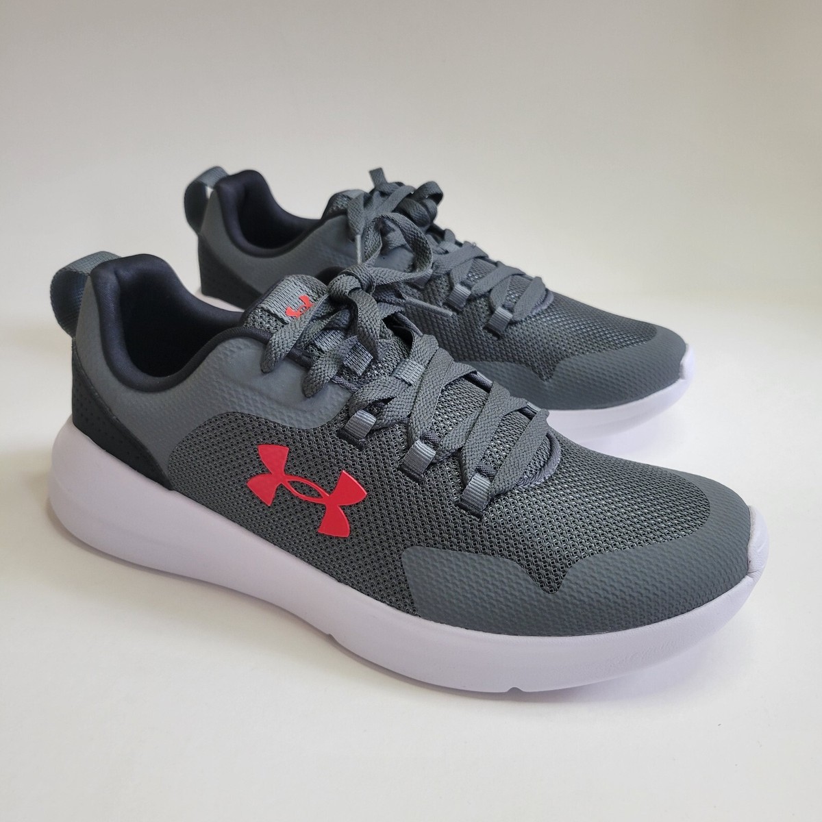 Under Armour Gray Essential Sports Style Shoe with Red Logo 