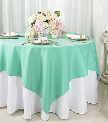 Wedding Linens Inc. 72" x 72" Square Polyester Table Overlay Toppers - Picture 16 of 27