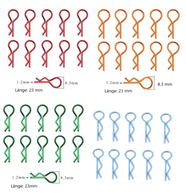 10x RC Karosserieklammern Splinte Klipp Body Clips 23mm Für RC Auto 1/10 1/8  