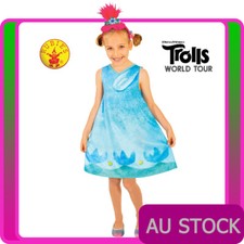 Girls Poppy Queen Trolls 2 Costume World Tour Deluxe Child Book Week Fancy Dress