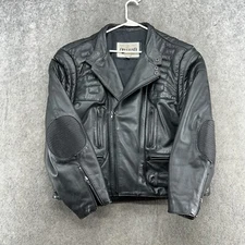 Open Road Jacket Mens XL Black Leather Lined Protective Motorcycle Riding Gear