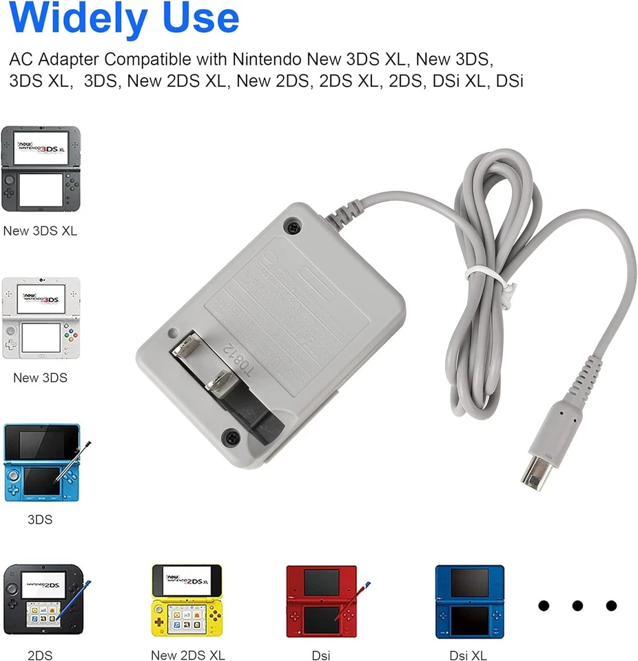 AC Adapter Home Wall Charger Cable Power Plug for Nintendo DSi/ 2DS/ 3DS/ DSi XL - Image 3 of 4