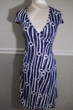 JB BY JULIE BROWN Women's Navy Blue Chain Wrap Dress Size P (Dr900