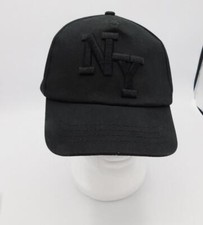 Solid Black NY Heavy Embroidery on Front Eight Five Hat Cap NICE