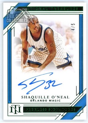Shaquille O'Neal 2020-21 Panini NT Peerless Emerald Auto Card #PE-SHQ 4/5
