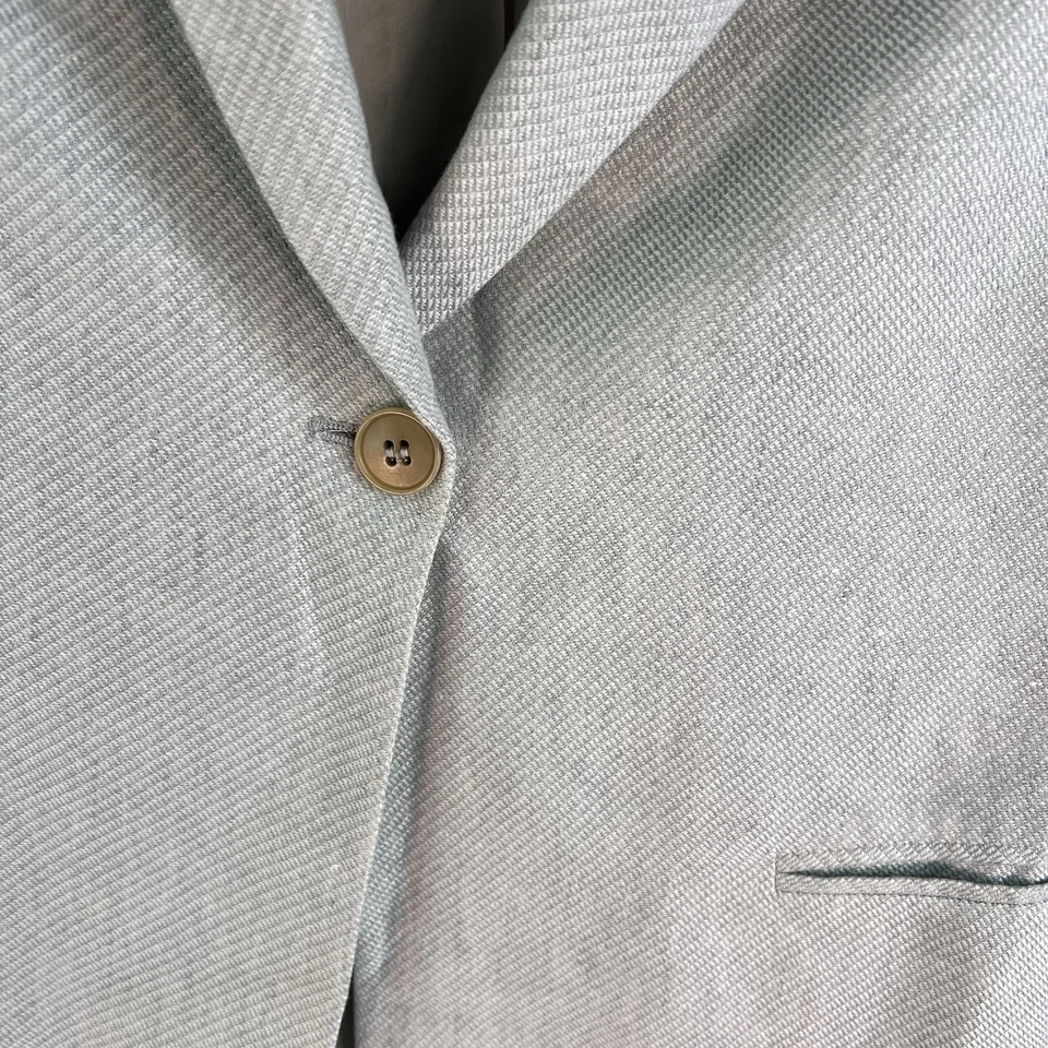 Chaqueta Blazer Gorgio Armani Mezcla de Lino Sencillo Muesca Para Mujer Talla 8 Espuma de Mar Foto 3 de 4