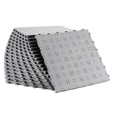 Dalles Revêtement de Sol Garages Imbriqués PP Lot de 50 305x305 mm Argenté - Photo 1/4