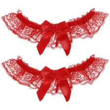 2Pcs Wedding Garter for Bride, Lace Bowknot Garter Party Prom Leg Garterr Bel...