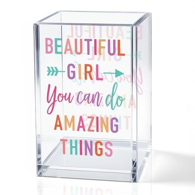 Beautiful Girl You Can Do Amazing Things Acrylic Cosmetic Holder, Inspiration...