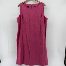 Talbots Woman Pink Pure Irish Linen Sleeveless Shift Dress 16W Sheath Lined