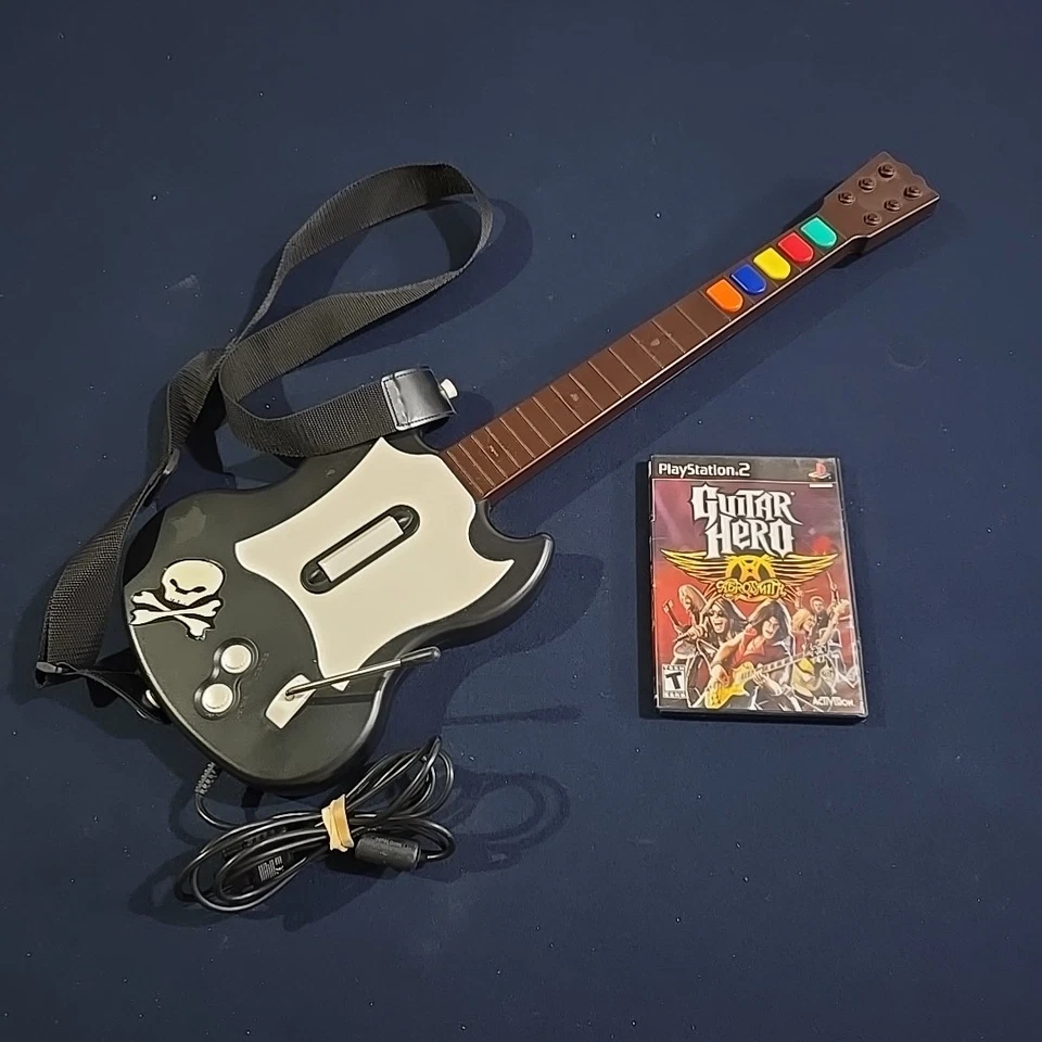 Guitar Hero Aerosmith Juego Paquete Controlador Cableado Lote PlayStation 2 PS2 PSLGH Foto 3 de 4