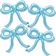 4 Pcs Blue Bow Balloons Bow Birthday Party Decorations for Girl Women Bow Decor