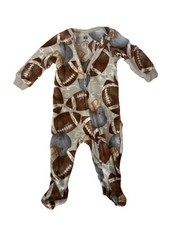Baby Sleeper Pajamas 6 Months Football Themed Footed One-Piece EUC