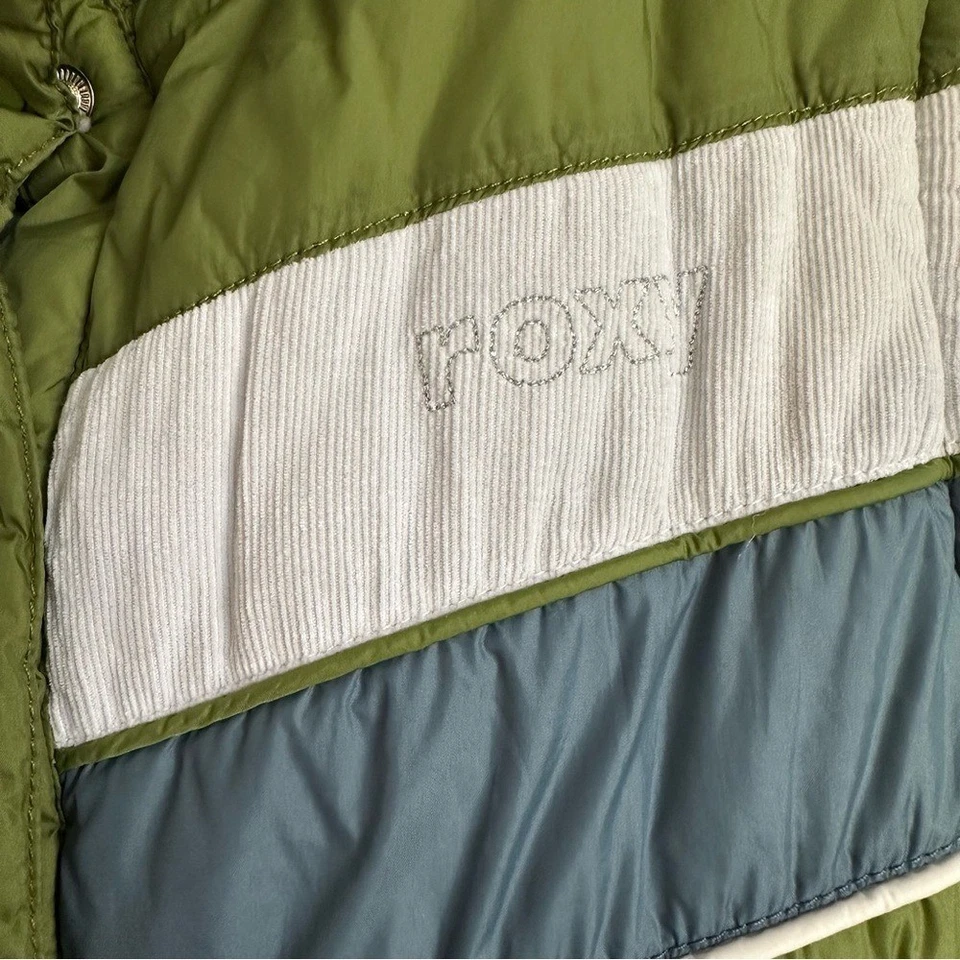 Roxy | Y2K Vintage Women's Fall Winter Green White Puffer Vest Size Small EUC - Image 3 of 4