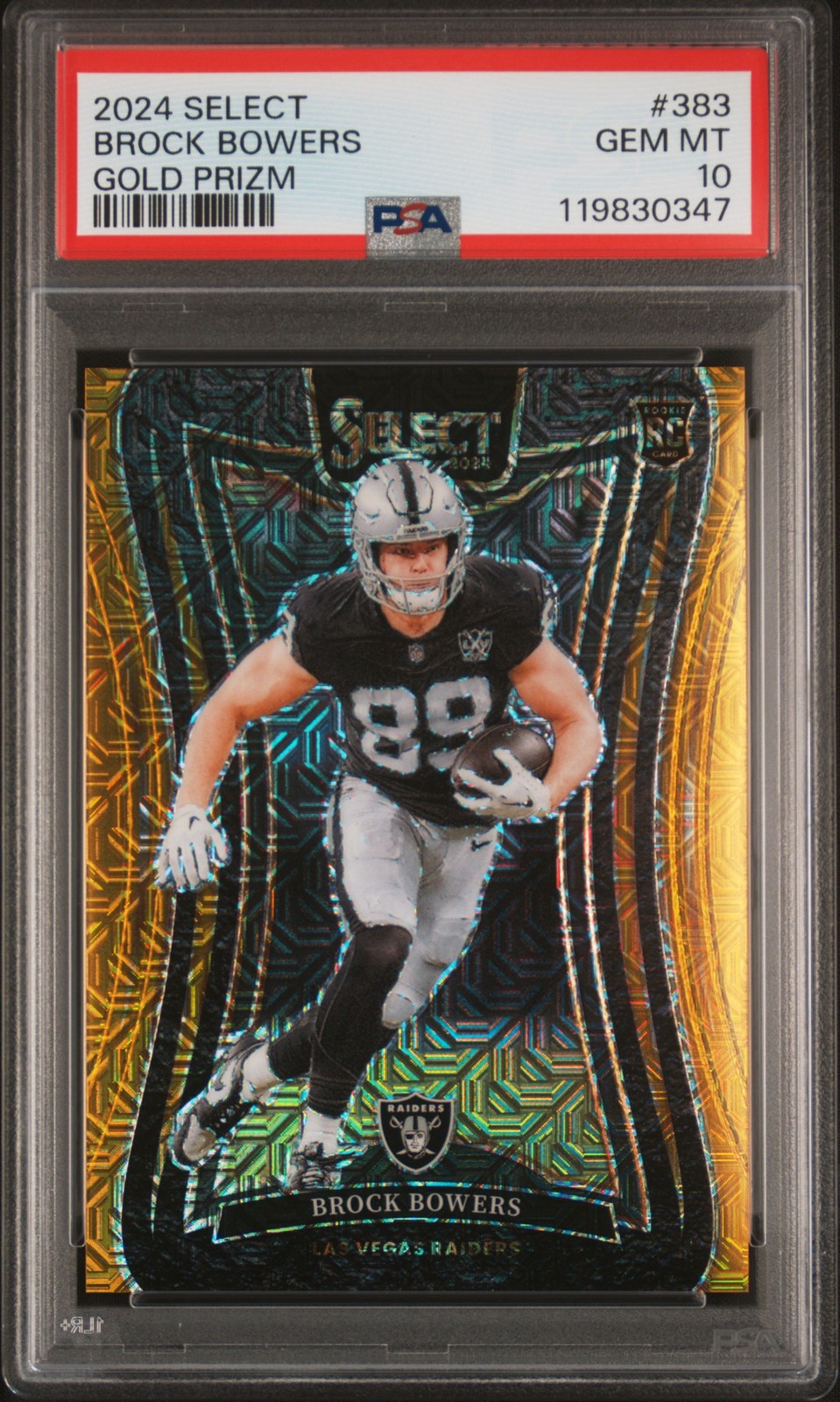 2024 PANINI SELECT GOLD PRIZM #383 BROCK BOWERS 9/10 PSA 10