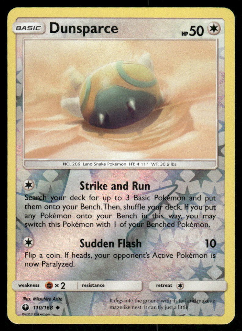 2018 Pokemon Dunsparce Uncommon Celestial Storm 110/168 Reverse Holo LP