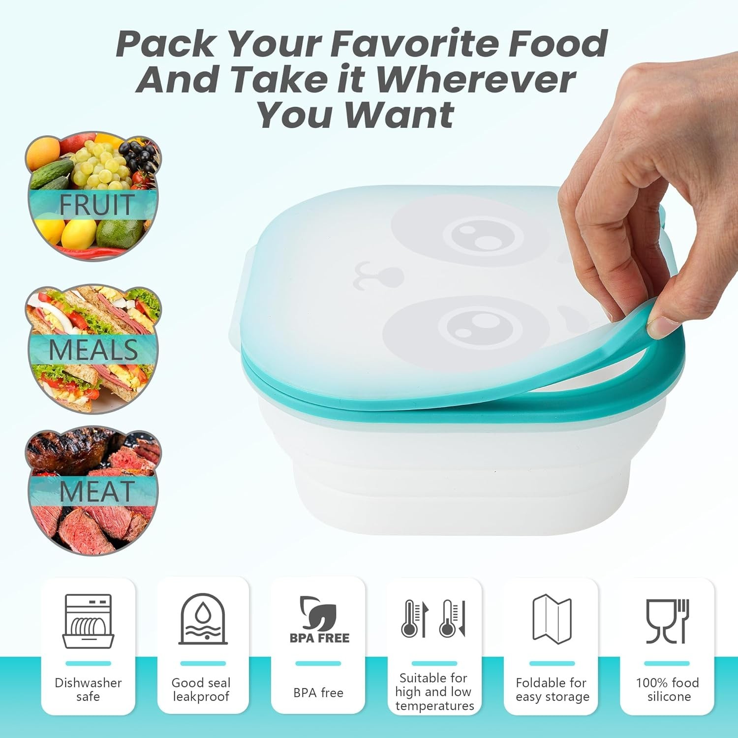 Magnetic Foldable Food Storage Containers Set, Kitchen Stacking Reusable Collaps