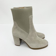 Vionic Womens Perk Kaylee Ankle Boots 6.5 Gray Suede Knit Heel Almond Toe NIB