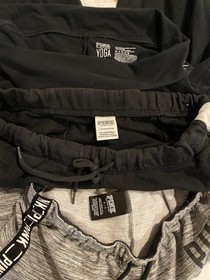 3 pr Victoria's Secret yoga joggers lounge pants sz S Gray black long dog logo