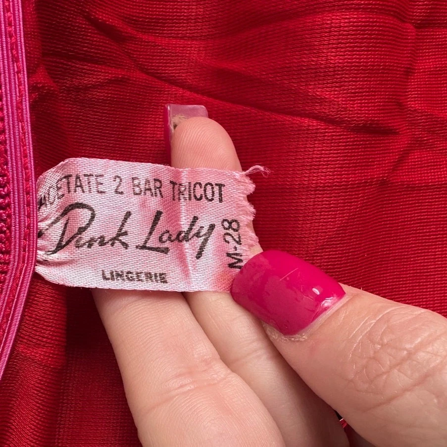 Pink Lady Lingerie Vintage 70s Red Lace Skirt Slip - Image 3 of 4