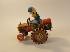 MARX Toy Disney Donald Duck Tin Car Tractor Wind Up MISSING ARM Toys Litho 1950s