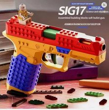 Building Block Pistol Shell Ejecting Continuous Firing Soft Bullet Toy Gun Gift