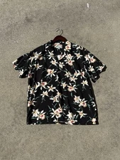 Paradise Found Men's Star Orchid Tom Selleck Magnum PI Hawaiian Shirt Size Large