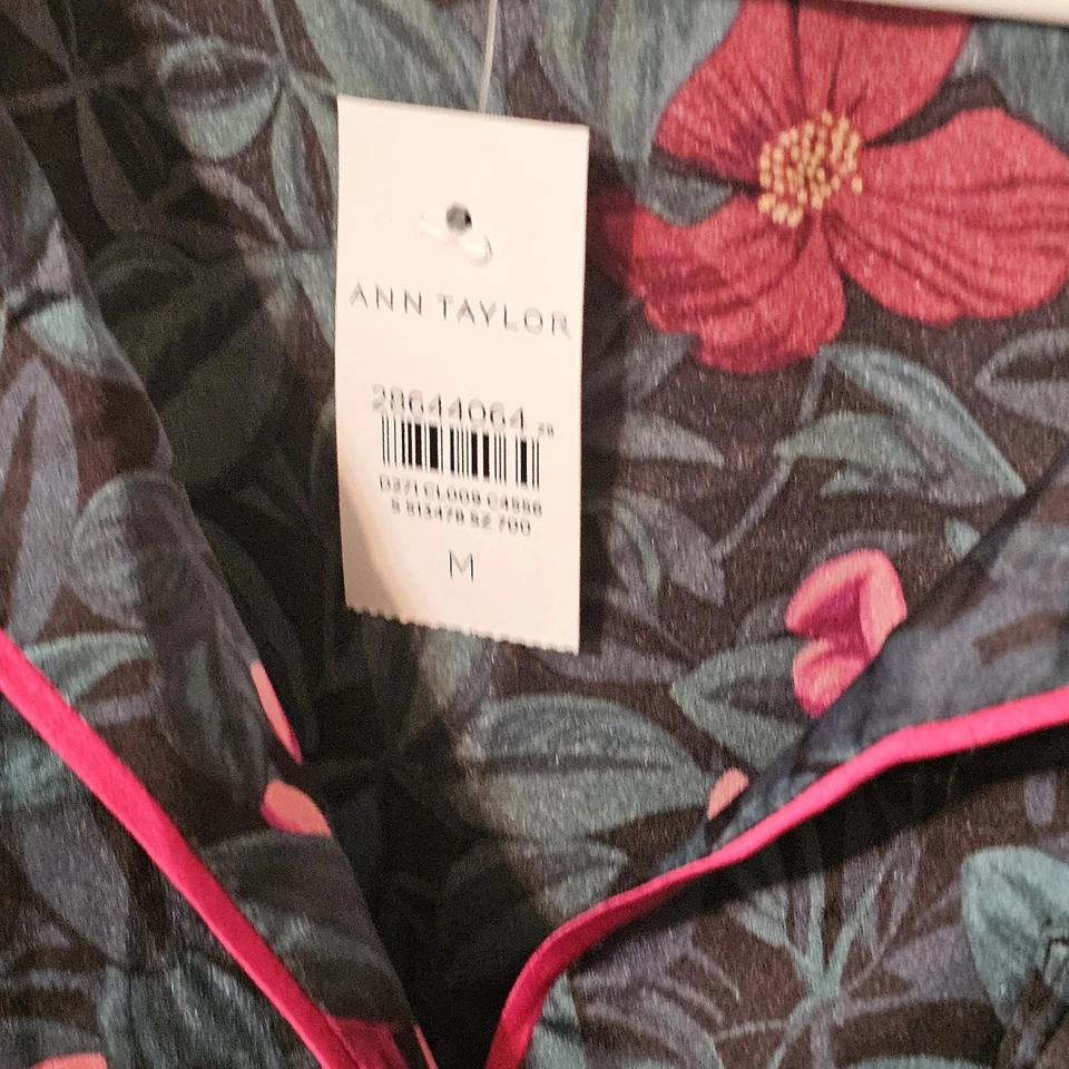 Top de pijama con botones Ann Taylor para dormir nuevo con etiquetas talla M floral hawaiano caprichoso Foto 4 de 4