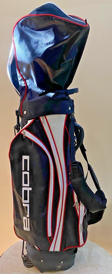Cobra Golf Ultralight Black/White/ Cart Bag w/ Rain Cover & 5-Way Club Divider - Image 2 of 4