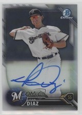 2016 Bowman Chrome Prospects Refractor 296/499 Isan Diaz #BCAP-ID Auto 2d9